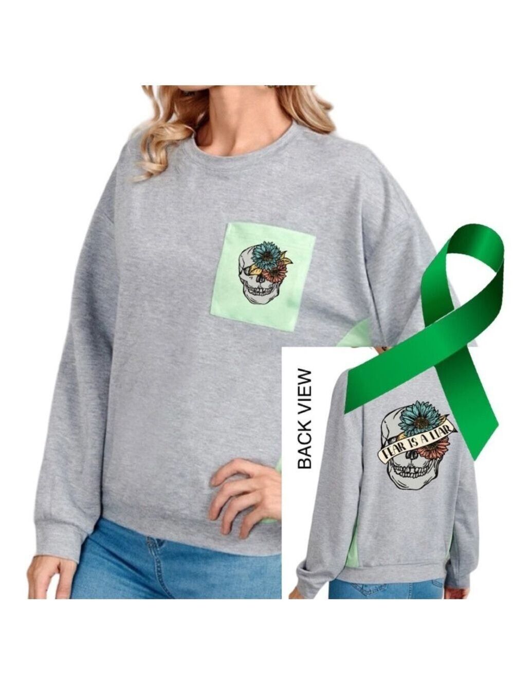 Fear is a Liar Mental Health graphic oversized raglan pullover sweatshirt XXL